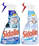 Sidolin Reinigung Sprühflaschen Set (1x 500 ml) Cristal Glasreiniger & (1x 500 ml) Multi Flächen Reiniger