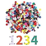 DATEFUN 1000 Stück Bunte Knöpfe Candy Farben Kleine Knöpfe Kunststoff Bastelknöpfe Kinderknöpfe in Verschiedene Größen und Farbe für Kinder DIY Basteln Painting Geschenk Deko(7–15 mm)