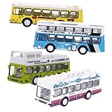 SOIMISS 4 Stück Bus Modellspielzeug aus Robustem Legierungsmaterial Realistische Simulation mit Rückziehmotor Glatte Oberfläche für Jungen und Mädchen Ab Jahren