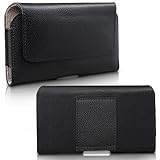 XiRRiX Leder Handy Tasche 2.4 4XL Gürteltasche kompatibel mit Samsung Galaxy A51 A52 A31 M21 M31 / S20 FE/Gigaset GS4 / Sony Xperia L4 / Xiaomi Mi Note 10 Lite - Gürtel Herren Handytasche schwarz