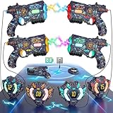 VATOS Wiederaufladbar Daten Echtzeit SYNC Laser Tag Pistole - Infrarot Lasertag mit 4 Pistolen 4 Westen mit leuchtendem Licht,Lazer Tag Spiel für Erwachsene,Laserpistolen Set von 4 für Jungen Mädchen