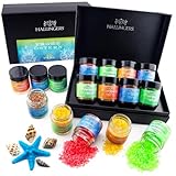 Hallingers Frohe Ostern - Blue - Fürs Osterkörbchen zu Ostern, 8 Sorten Badesalz Geschenk-Set mit Totes Meer-Salzen edel verpackt (Set) - Muttertagsgeschenk & Geschenkideen zum Vatertag | Glückwunsch