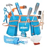 Hi-Spec 16-tlg. Kinderwerkzeuggürtel – Echte Handwerkzeuge im Werkzeugset inklusive Schraubendreher, Wasserwaage, Arbeitshandschuhen, Hammer und Schutzbrille