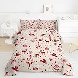 Bettdecke 135x200 Weihnachtsbaum Steppdecke 135x200 Rentier 4 Jahreszeiten Bettdecken mit 2 Kissenbezug, Waschbar Microfaser Bettzeug, Warme Weiche Bettdecke ohne BezugY518