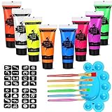 Proamate Neon Face Paints Glow In Dark Face Body Painting Kit Gesichtsbemalung für Kinder Erwachsene UV-Gesichtsbemalung für Geburtstag Party Karneval, Halloween (10 ML)