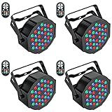 UKing 4PCS LED Par Licht, 72W LED Strahler RGB DMX Bühnenlicht 7 Modi Partylicht Lichteffekte mit Fernbedienung für DJ Discolicht Hochzeit Weihnachten Bühnenbeleuchtung