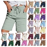 Nuoke blitzangebote,Kurze Shorts Damen, Haremshose Damen große größen Damenhose mit Blumenmuster, Hosenrock Jeans, leichte Sommerhose, Linen Pants Women, Damenhosen mit Gummibund