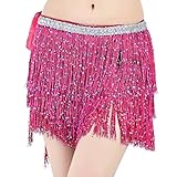Rock Damen Karneval Bohemian Taillen-Schal mit Pailletten für Bauchtanz, Perfekt für Partys und Performance