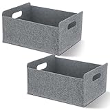 Esteopt Faltbare Aufbewahrungskörbe,2STK felt storage basket, faltbarer Organizer,Filz Aufbewahrungsbox,Filzkorb Grau Rechteck,Aufbewahrungskörbchen,Aufbewahrungskorb klein,Groß 30 x 26 x 12.5 cm