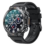 GaWear Smartwatch Herren mit Telefonfunktion,1,39 Zoll 360 * 360HD,Fitnessuhr Herren Musiksteuerung, Herzfrequenz,Schrittzähler,Kalorien, usw.Fitness Tracker für Männer ios Android(Schwarz)