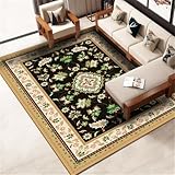 RUGMRZ Teppich Flachgewebe Vintage Sichere Inneneinrichtung Deko Artikel Schwarz rutschfest Dekoration Wohnzimmer 100X100CM