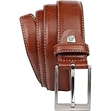 LINDENMANN Leder-Gürtel Herren 35 mm breit, Gürtel Herren Vollledergürtel, cognac/grau/weiss, Größe/Size:Bundweite 105 cm Gesamtlänge 120 cm W 41.3 XL, Farbe/Color:braun