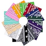 Justay Sowarm 12 Pack 100% Baumwolle Bandana Kopftuch, Paisley Bandana Unisex Bandana Damen und Herren Halstuch Kopftuch Kopf Haar Schal Nickituch Vierecktuch Armtuch