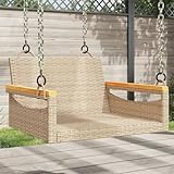 Hängesessel Beige 63x62x40 cm Poly Rattan, LAPOOH Garten Möbel, Hängesessel Outdoor, Jugendzimmer, Hängestuhl, Hanging Chair, Liebesschaukeln, Hängeschaukel Outdoor - 368163