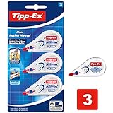 Tipp-Ex Korrekturroller Mini Pocket Mouse, 6m x 5mm, 3er Pack, Ideal für das Büro, das Home Office oder die Schule