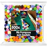 OfficeTree 500 Bunte Pompons zum Basteln 10mm - Filzkugeln Bunt Klein - Mini Pompons Bunt - Pompoms zum Basteln für Kinder und Erwachsene - Dekorieren Verzieren Nähen DIY