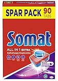 Somat All in 1 Extra Spülmaschinen Tabs, 90 Tabs, Geschirrspül Tabs für extra kraftvolle Reinigung und Edelstahlglanz | 90 Stück (1er Pack)