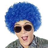 Fluffy Afro Synthetisches Clown Wig für Männer, Frauen, Cosplay, Anime, Party, Weihnachten, Halloween, Fancy Funny Wigs, Blau