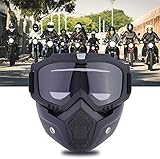 YIQI Motorcycle Maske Abnehmbaren,Motorrad Schutzbrille Staubschutz Brille mit abnehmbaren Gesichtsmaske Winddicht für Outdoor Fahrrad Dirtbike Motocross Off-Road Goggle (Transparente Linse)