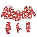 Weihnachtspyjama Familie Set Satin Rentier Bedruckte Pyjamas Set Partner Christmas Nachtwäsche Kuschelig Hausanzug Damen Herren Kinder Baby Xmas Sleepwear Winter Weihnachtsoutfit Lustig Nachthemd