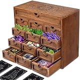 ElegLuxe Große Tarotkartenhalter-Box, 34 x 29,5 cm, Schmuckkästchen für Tarotkarten, Kristallaufbewahrung, Steinaufbewahrung, Kräuter-Aufbewahrung und Hexen-Sachen-Aufbewahrung, dekorative Holzkiste