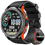 OUKITEL Smartwatch Herren, Militär Wasserdicht Fitness Watch Tracker mit 123 Sportmodi, 410mAh Akku reicht für 15 Tage, 1,43' AMOLED Display, Armbanduhr mit Pulsmesser Schlafmonitor für Android iOS