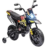 AIYAPLAY Kinder Elektro-Motorrad, 12V Aprilia Kindermotorrad mit Musik, 6 km/h Kinderfahrzeug mit abnehmbar Trainingsrädern, 12 Zoll Reifen, für 3-8 Jahre Kinder, Gelb