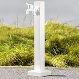 Edelstahl 304 Vertikale Quadratische Garten Wassersäule Outdoor Brunnen mit Doppelauslauf Wasserhahn Perfekt für Bewässerung auf Bauernhöfen und Weiden - 60cm Weiß