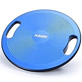 POWRX Balance Board inkl. Workout I Wackelbrett Ø 40cm mit Griffen I Therapiekreisel für propriozeptives Training und Physiotherapie versch. Farben Royal Blue