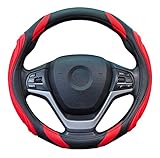 Auto Leder Lenkradbezug - Sport Universal 37-38cm Lenkradbezug, Anti-rutsch Atmungsaktives Lenkradbezug, Rot