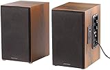 auvisio Lautsprecher Holzgehäuse: Aktives Stereo-Regallautsprecher-Set im Holz-Gehäuse mit Bluetooth (Lautsprecher Boxen Holz, Stereo, Lautsprecherkabel)