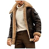 Kolylong® Wildlederjacke Herren Gefüttert Lammfell Winterparka für Männer Plus Samt Plüschjacke Mit Reißverschluss und Tasche Outdoorjacke Windbreaker Warm Fleecejacke Herbst Winter Übergangsjacke