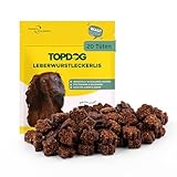 Topdog Leberwurst Leckerli für Hunde - 20 x 80g Kleine Happen - 100% Natürlich Ohne Zusatzstoffe - Ideales Hundeleckerli als Belohnung oder für das Training