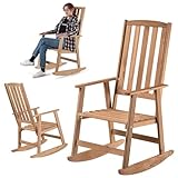 KADAX Schaukelstuhl mit Armlehnen, Schaukelsessel aus Holz, Garten-Schaukelstuhl, Holzstuhl, Gartenschaukelstuhl, Relaxstuhl, Gartenstuhl (Dunkel)