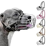 BRONZEDOG Maulkorb für Hunde, Metallmaske, für Amstaff, Pitbull, verstellbare Lederriemen für große Hunde, Braun (Stahl, one Size)