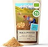 NaturaleBio Maca Pulver Bio, 1kg. Peruanisches Ginseng Pulver aus der Gelben Maca Root. Gelatiniert, Biologisch und Rein. Ohne Zusatzstoffe. Gemahlene Macca Wurzel