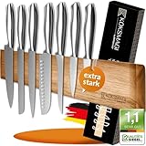KÖKSMAGI® Magnetleiste Messer OSKAR (50 cm) - magnetische Messerleiste aus Holz mit extrem starkem Magnet für schwere Messer - selbstklebend (3M Klebeband) & mit Zubehör zum Bohren