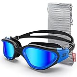 ZIONOR Polarisiert Schwimmbrille für Herren und Damen [UPGRADE], G1 mit Spiegel/Rauch Linse UV-Schutz Anti Nebel Verstellbar Gurt Komfort Profi Schwimmbrillen für Erwachsene Jugendliche