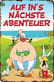 LUCKYLINDE - XL Retro Blechschild, ASTERIX und OBELIX, französiche kult Comic Serie, Deko Schild, 30 x 40 cm (Auf ins nächste Abenteuer)