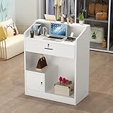 Empfangstheke mit Schubladen & Schrank, Rezeption in weiß, Empfangstresen, Bürotheke, für Firmenhallen, Hotelrezeptionen, Bekleidungsgeschäften, Konditoreien, Obstgeschäften, MDF, 60x40x92cm