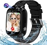 4G Smartwatch Kinder mit GPS und Telefon, Wasserdicht GPS Handy Uhr Kinder Smartwatch mit Videoanruf Anruffunktion IP68 SOS Spiel Voice Chat Wecker Schulmodus, Geschenk für Jungen Mädchen Student