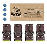 GorillaTraps Mausefallen 4er Set mit Monitoring-Köder von NARA® | Verpackung dient als Köderstation | Mäuse Schlagfalle zur Mäusebekämpfung für drinnen & draußen | Effektive Maus Falle ohne Giftköder