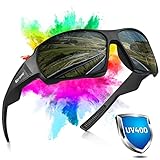 HONGYEA Fahrradbrille Sport Sonnenbrille für Herren UV400-Schutz Polarisierte Sportbrille TR90-Rahmen für Outdoor-Sportarten Radfahren Autofahren Laufen Angeln Klettern ski