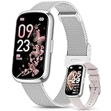 NAIXUES Smartwatch Damen, 1,47' Fitnessuhr Damen Menstruationszyklus/24H Pulsuhr/SpO2/Schlafmonitor/24 Sportmodi, Nachricht, IP68 Wasserdicht Sportuhr, Fitness Tracker Schrittzähler Android iOS Silber