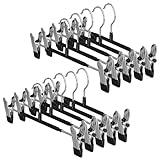 Dunkwckore 10 Stück Hosenbügel Klemmbügel, Hosenspanner Kleiderbügel aus Metall, Platzsparend Rockbügel, rutschfeste Gummierte und Verstellbare Klammern für Hängende Hosen Socken Mäntel, Schwarz