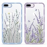 Yoedge 2 Stück Handyhülle für iPhone 7 Plus / 8 Plus Hülle, Süße Blumen Muster Design Mädchen Aesthetic Handyhülle Dünn Weich Silikon Slim TPU Kameraschutz Stoßfest Schutzhülle für iPhone 8 Plus 5,5'