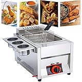 ZHANGshouf Kommerzielle Doppel-Gasfritteuse – Edelstahl, großes Fassungsvermögen mit herausnehmbaren Körben und Einstellbarer Feuerkraft für die Restaurantküche