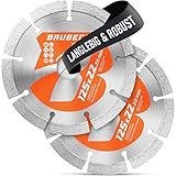 BAUBECK 2Stk. Diamantscheiben 125mm für Stein, Beton, Leistungsstark kompatibel mit Winkelschleifer von Bosch, Metabo, Diamant Trennscheibe 125 Diamanttrennscheibe 125 Diamant Trennscheibe 125 Stein