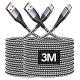 USB C Kabel 3M [2Stück], Lang Nylon USB A auf Typ C Ladekabel für PS5 Controller, Schnellladekabel USBC für iPhone 16 15 Pro Max, Samsung Galaxy S25 S24 S23 S22 S21 S20, CarPlay, Android Auto