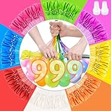 999 Stück Wasserbomben Selbstschließend, Wasser-Bomben Mega-Pack, Wiederverwendbare Wasserbomben mit 4 Wasserhahn Anschluss, Bunt Wasserballons für Strände,Poolparty,Strände